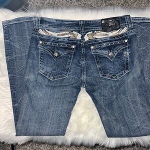 Miss Me Blue Distressed skinny Jeans with Embellished Back Pockets